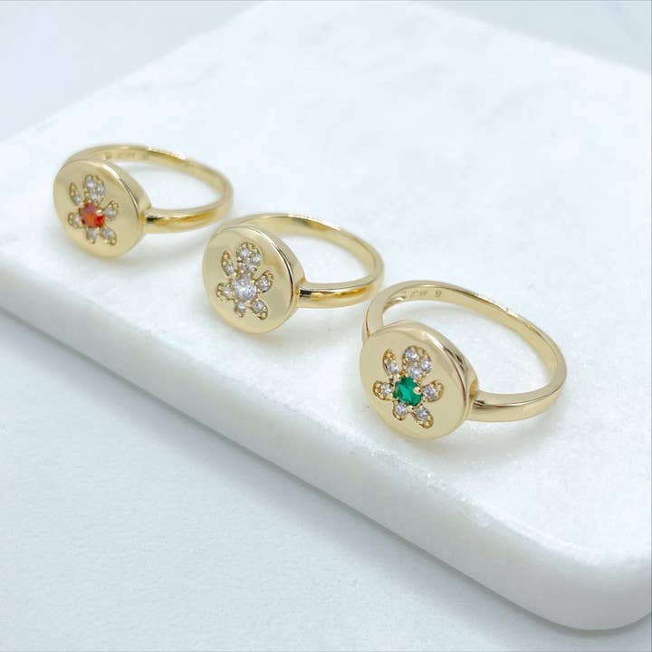 18 k guld fylld klar Micro CZ i blomma form Ring för wholesale av DIJU Jewelry