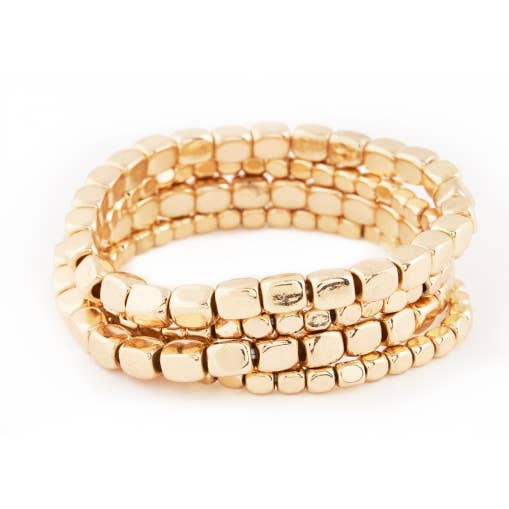 Stackable Stretch Metallic Metal Beads Bracelet - 2 Assorted for wholesale by Kaleidoscope Accessories