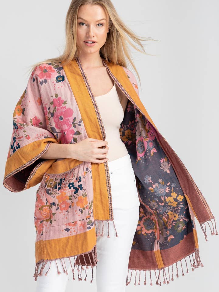 Kirkville Woven Floral Kimono for wholesale by SAACHI