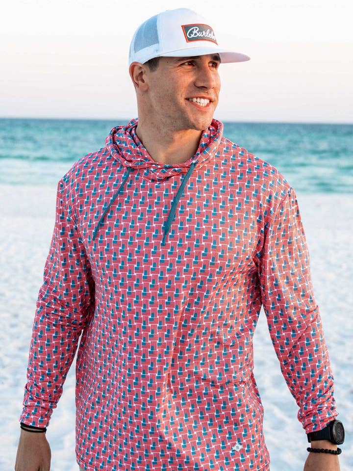 BURLEBO - Wholesale Hoodie - Men's - Performance Hoodie - American Flag Print