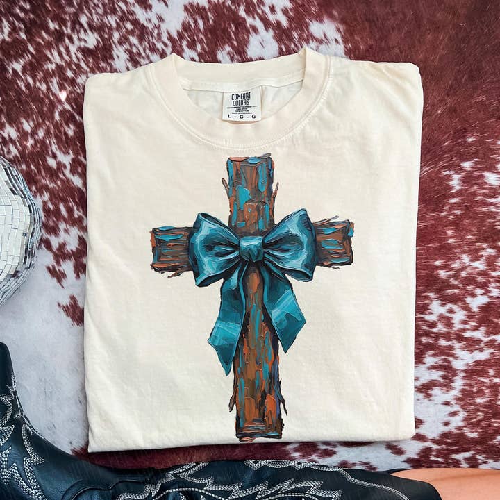 Wrapped in Grace Cross Tee – Hand-Painted Faith Design for wholesale by Story & Grace Co