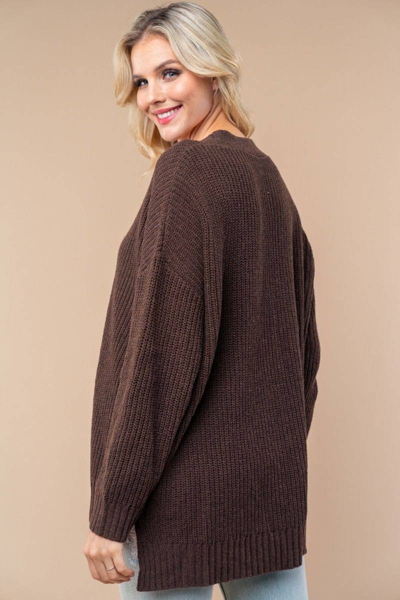 Farina d'avena Maglione in maglia tinta unita a maniche lunghe T25279 in vendita all'ingrosso su Faire9