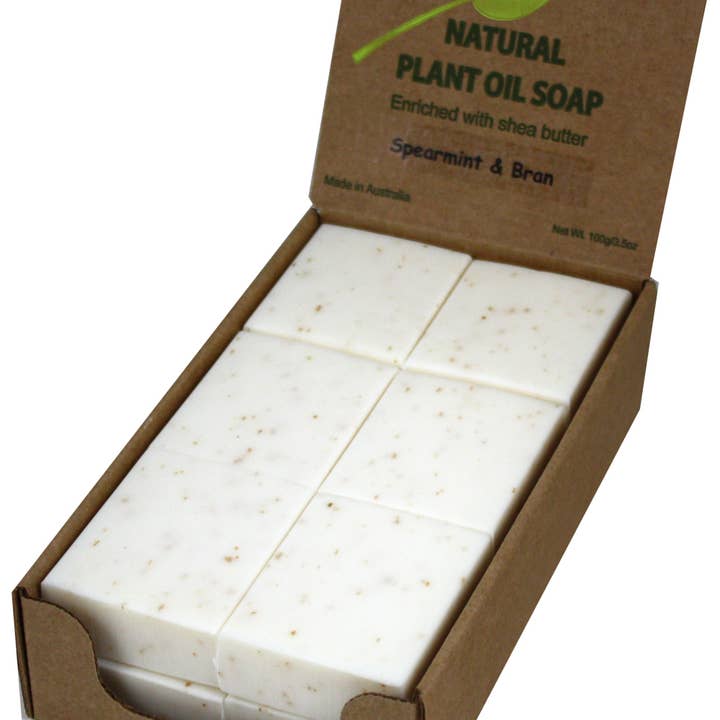 Natural Soap Bars (12) - French Milled - Spearmint & Bran for wholesale by Wavertree & London
