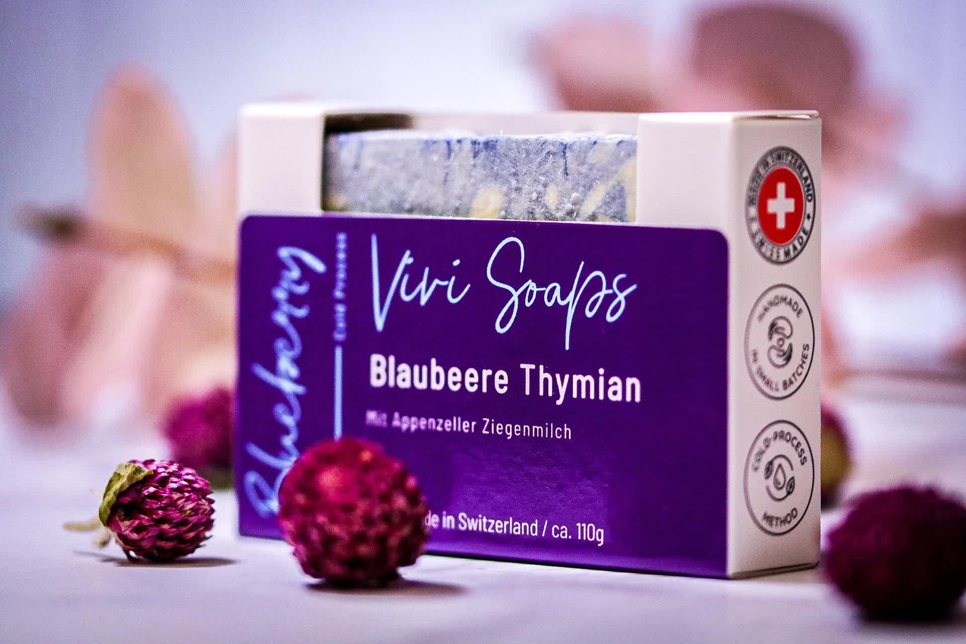 ViviSoaps – Großhandel Feste Seife – Blaubeere Thymian - Handgemachte Ziegenmilchseife1