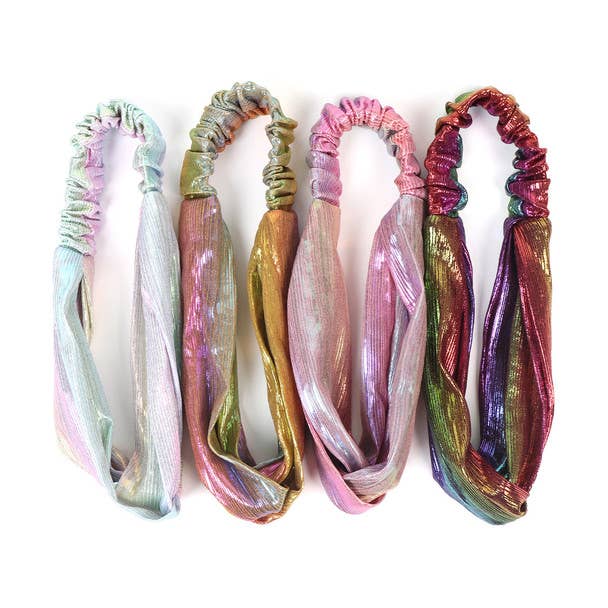 12pc Colorful Shiny Metallic Headbands for wholesale by Selini New York