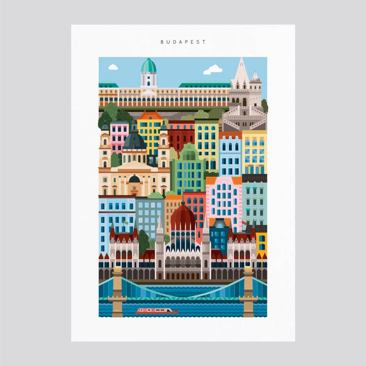 Budapeste A3 Impressão em Bloco por atacado de The City Works