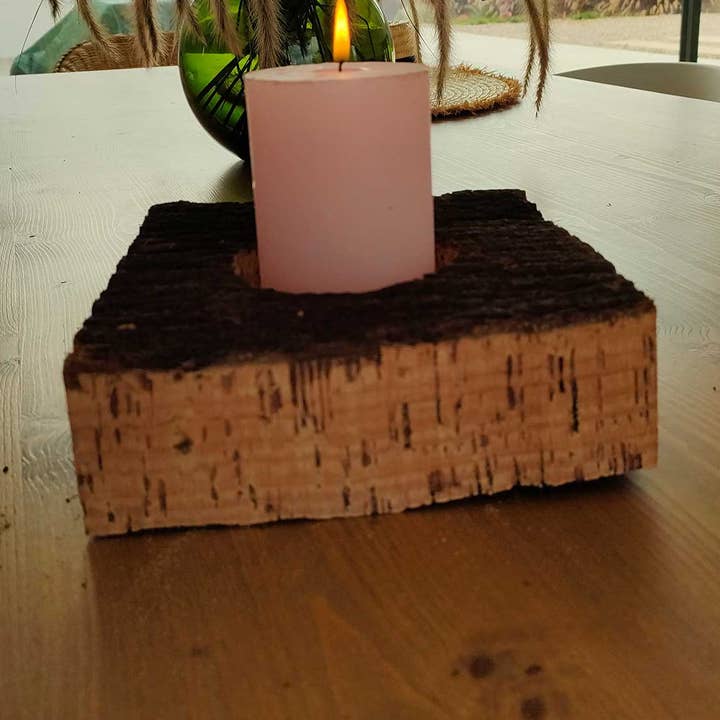 Kerzenhalter aus rohem Kork - Troia 03 (Tróia Séries) für den Großhandel von Chapada Eco Cork