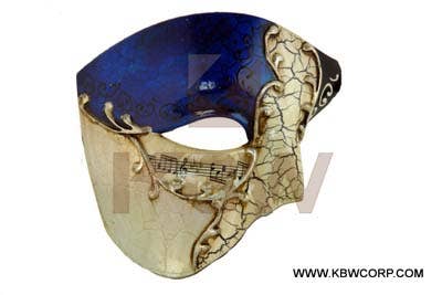 KBW Global Corp. - Wholesale Costume – Unisex - Blue Venetian Masquerade Half Face Mask0