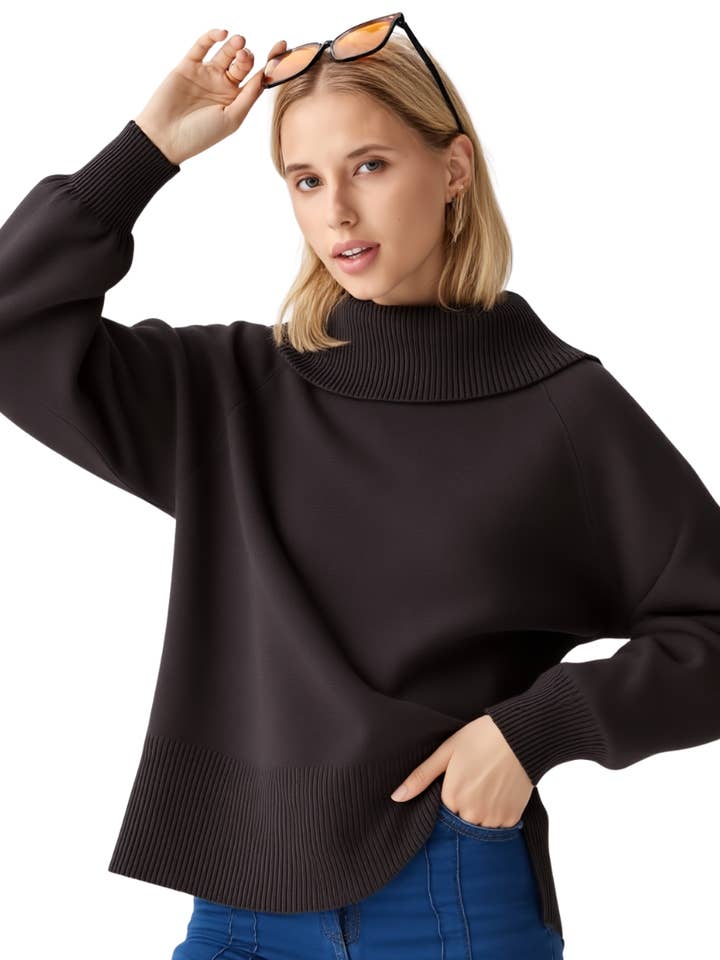 BRIT2826 RIB KNIT OFF THE SHOULDER SWEATER for wholesale by Becky Rose
