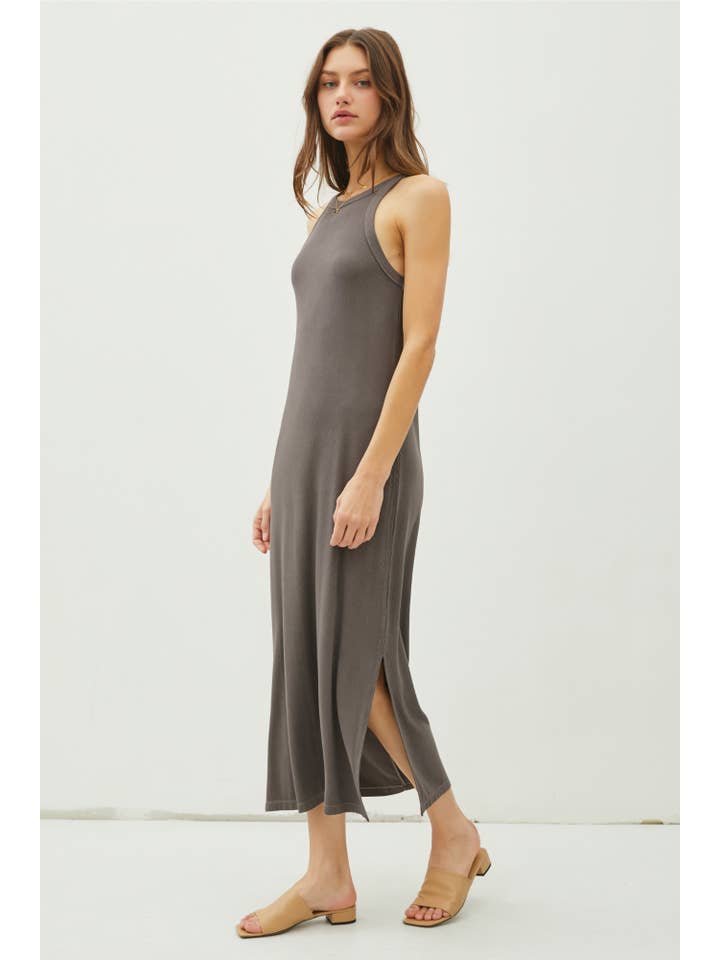 Be Cool - Wholesale Dress - Women's - RIBBED KNIT SIDE SLIT SLEEVELESS TANK MIDI DRESS14