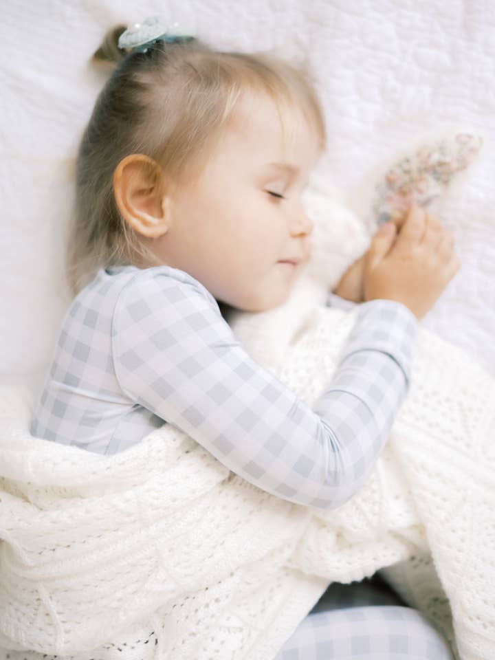 Dreamy Skies Baby - Wholesale Sleepwear Set - Kids - Bamboo Two Piece Set in Fog Gingham