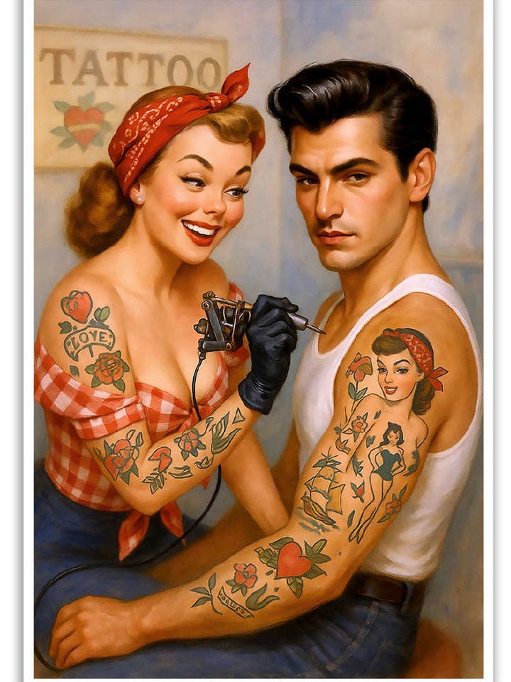 TATTOO TIME - Tattoo Art Print 12"x18" Unframed or Framed for wholesale by Black Market Art