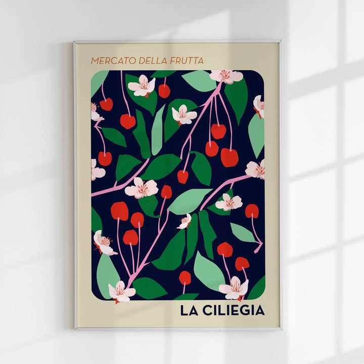 La Ciliegia Fruit Market Art Poster for wholesale by Patroa Studio