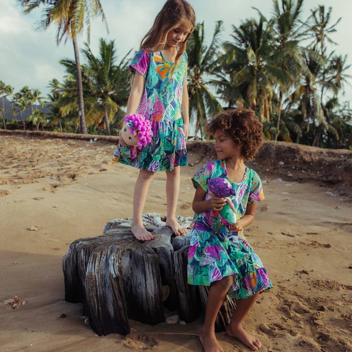 Robe Hattie pour filles : XS (4/5) - L (12/14) - 'Akala (Rose) Capri pour la vente par JAMS World