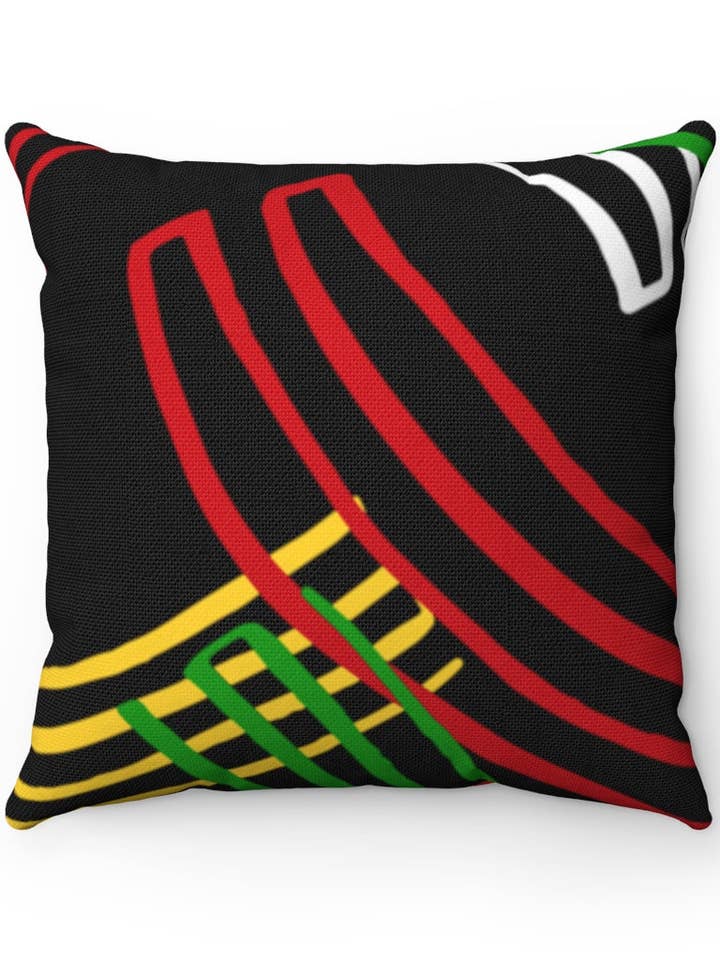 Guyanese Swag Ice Gold Grün Abstrakte Kunst gesponnenes quadratisches Kissen aus Polyester für den Großhandel von Guyanese Swag