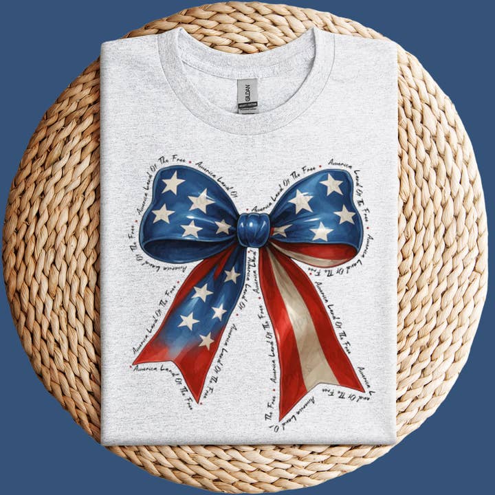 Land of the free bow tshirt for wholesale by StricklandDesignCo