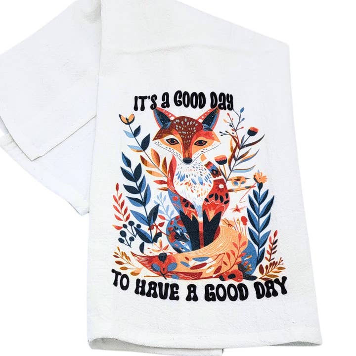 Driftless Studios - Wholesale Tea Towel - It's A Good Day Fox Driftless Tea Towels - Fall Decor
