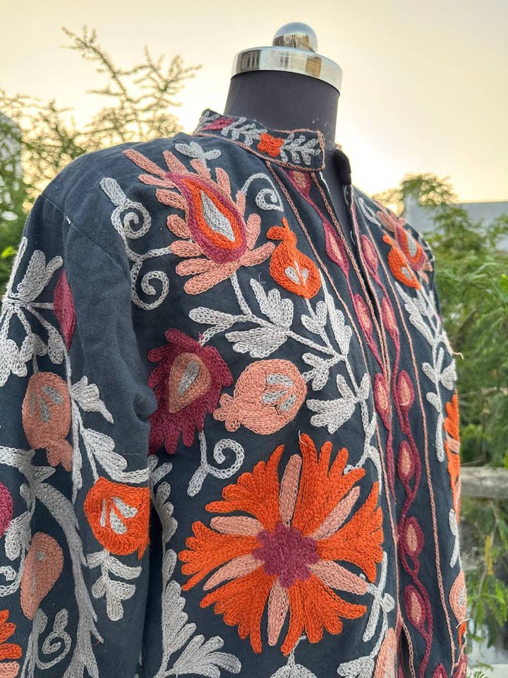 bhavnas boutique - Wholesale Jacket - Women's - Handmade Cotton Suzani Jacket Floral Embroidery Jackets1