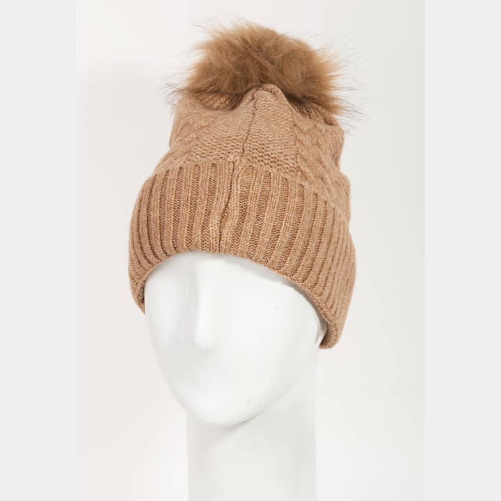 Collections by Fame Accessories - Wholesale Beanie - Women's - Crochet Knit Pompom Beanie2