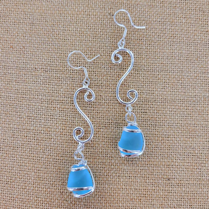 Boucle d'oreille en verre de mer cultivé XCAM-E7-SG pour la vente par Sadie Green's Jewelry