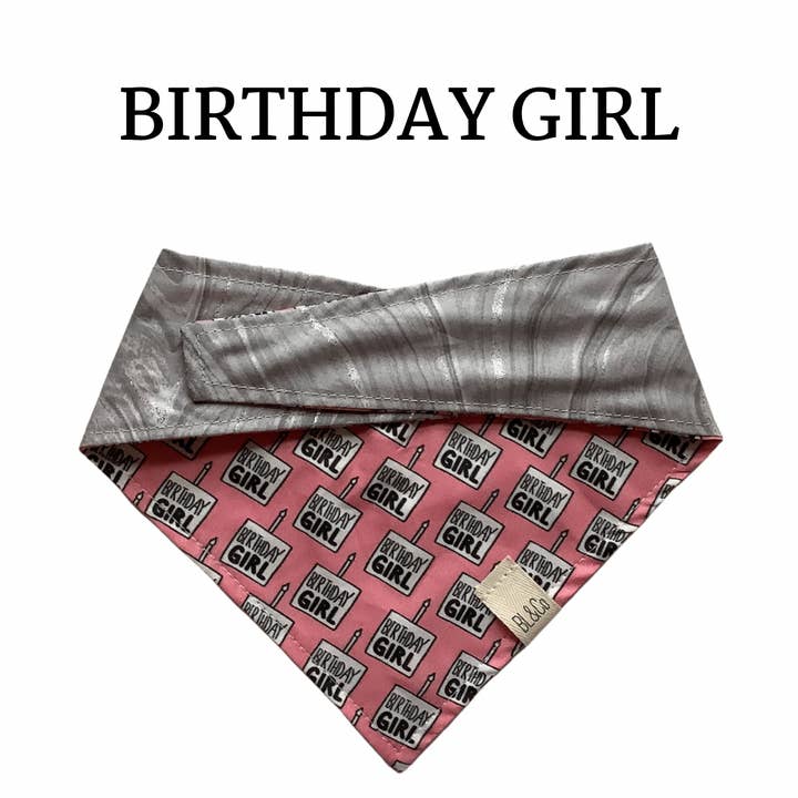 Birthday Girl Reversible Tie/On Bandana for wholesale by Bearded Ladies & Co
