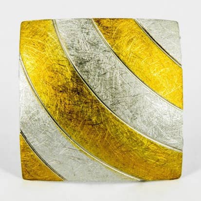 Pingente de broche banhado a prata e ouro. Forma quadrada por atacado de Korczynski Design Jewellery