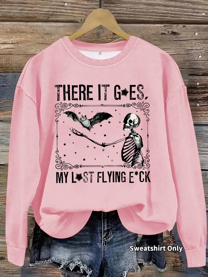 There Goes My Last Skeleton Halloween Sweatshirt for wholesale by Rosa Clothing