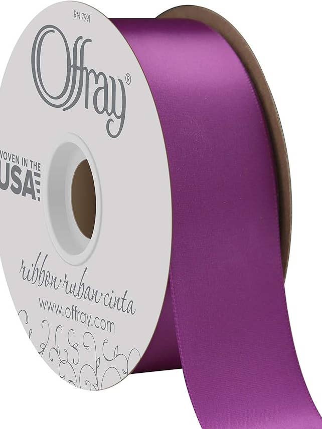 Double-Face Satin Purple 1-1/2" x 50 Yards for wholesale by Berwick Offray Ribbon