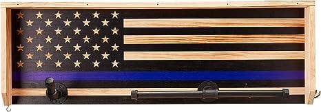 The Wine Savant /  Khen Glassware - Wholesale Wall Mounted Shelf - Police Wall Mounted Tactical Gear Rack W/Blue American Flag2