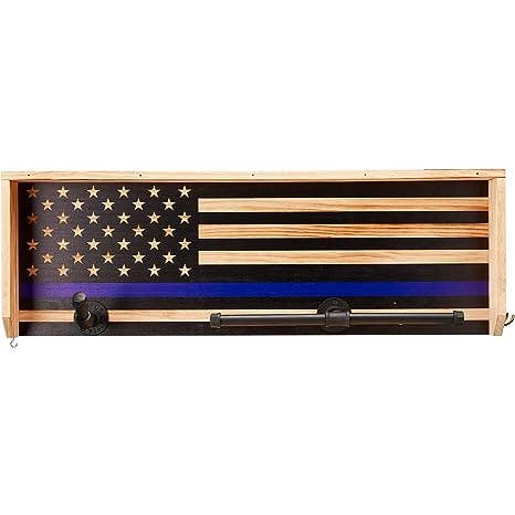 The Wine Savant / Khen Glassware - Wholesale Wall Mounted Shelf - Police Wall Mounted Tactical Gear Rack W/Blue American Flag2