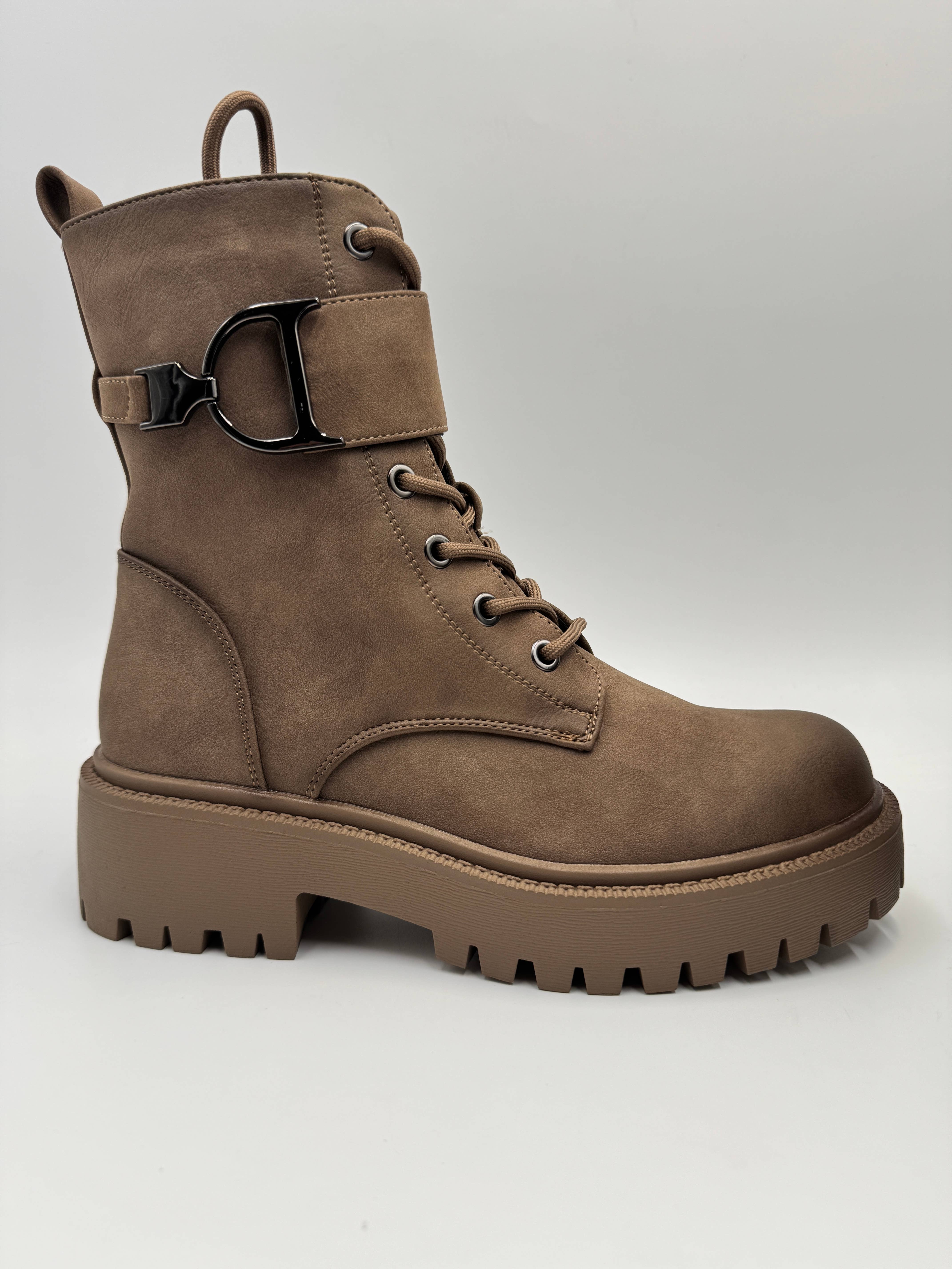 Rentoes - Venta al por mayor Botas militares - Mujer - Botas de combate gruesas para mujer con cordones y hebilla4