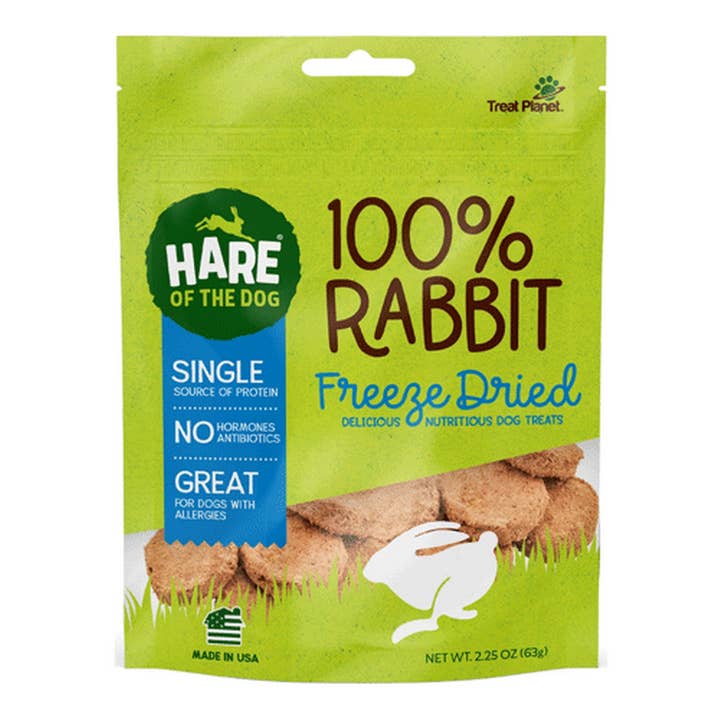 Treat Planet Hare of the Dog Freeze Dried Rabbit 2.25oz for wholesale by King Wholesale Pet Goods