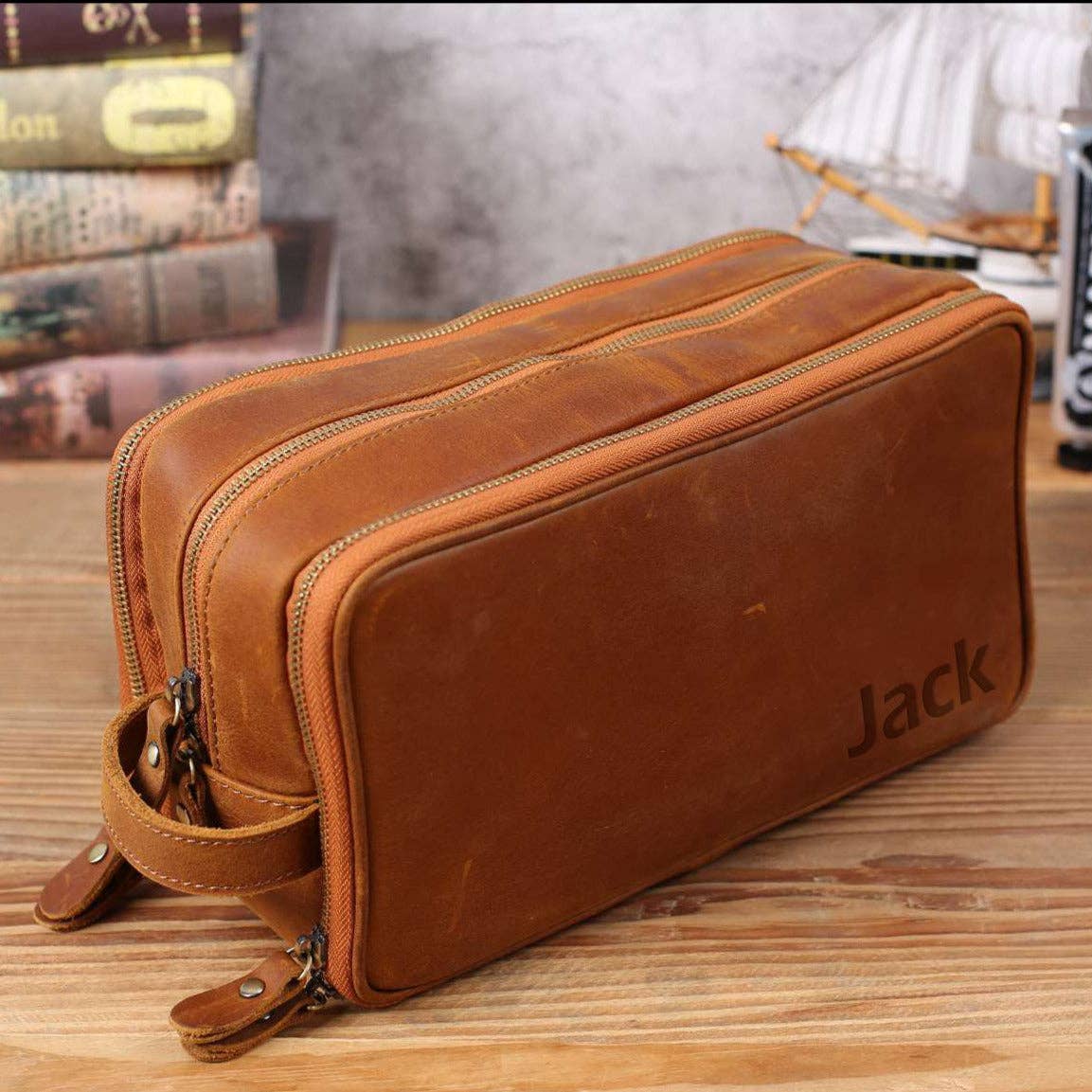 RockCow Leather Studio - Wholesale Toiletry Bag - Men's - Groomsmen Gift Personalized Leather Toiletry Bag Waterproof Leather Dopp Kit Men's Shaving Kit, Christmas Gift12