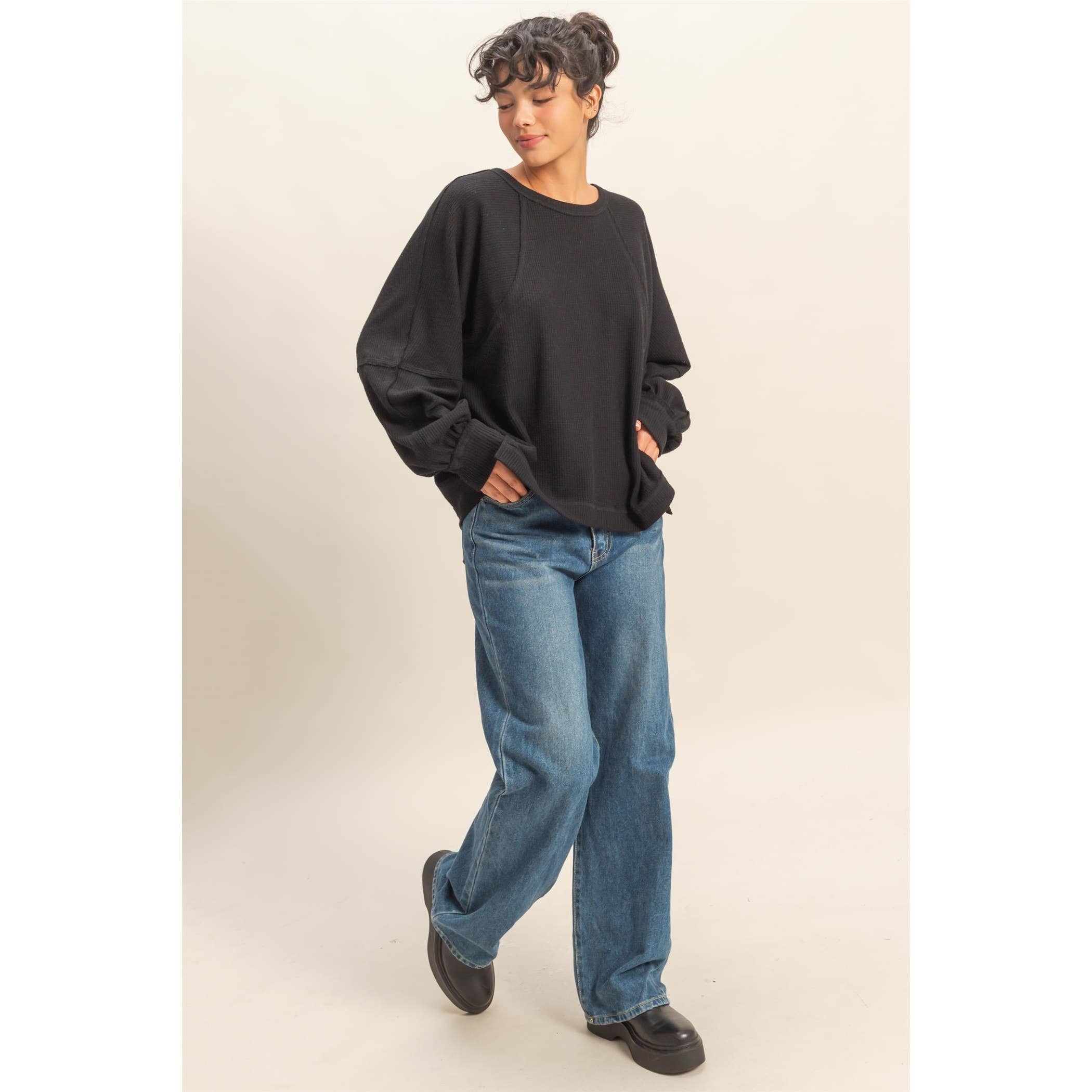 HYFVE - Vente Haut en maille – femme - Haut décontracté à manches longues en maille gaufrée brossée34