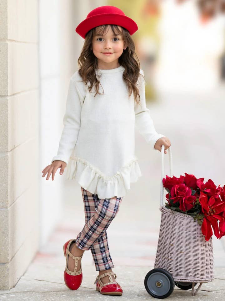 Autumn Breeze Ruffle Tunic and Plaid Legging Set for wholesale by Mia Belle Girls • Wholesale