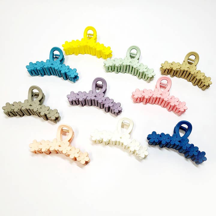 Matte Color Flower Hair Claw Clip for wholesale on Faire
