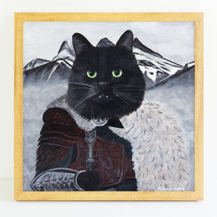 Viking Cat with Sister Mountains Art Print for wholesale by MeerCatArt