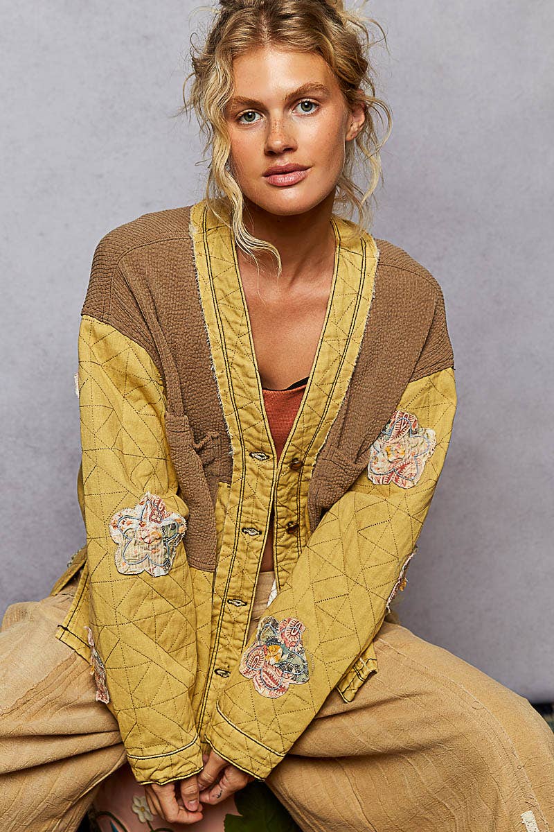 Pol Clothing - Wholesale Jacket - Women's - Long sleeve quilted twill big pocket woven jacket1