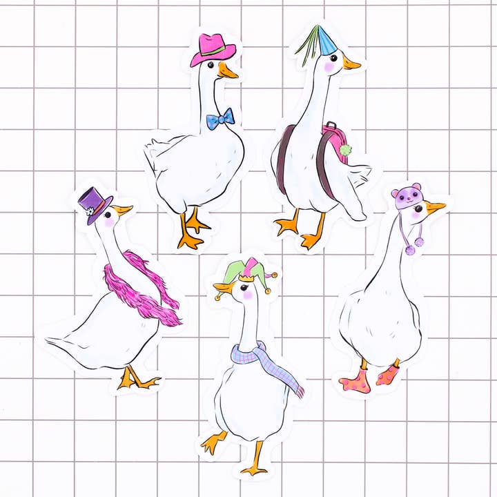 Silly Goose Sticker Pack for wholesale by Amy Hartelust Art and Illustration