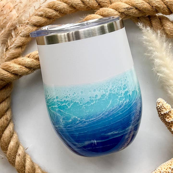 Gobelets à vin Ocean Waves 12oz pour la vente par Citrus Waves Art