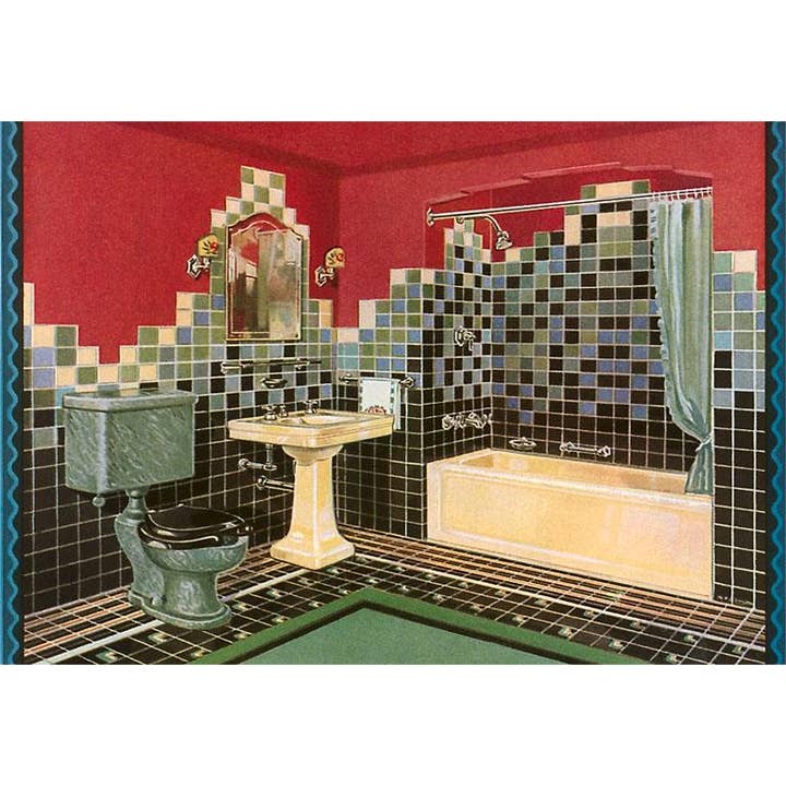 Found Image Press - Wholesale Stationery/Notecard Set - Greeting Card AD-271 Fancy Tiled Bathroom