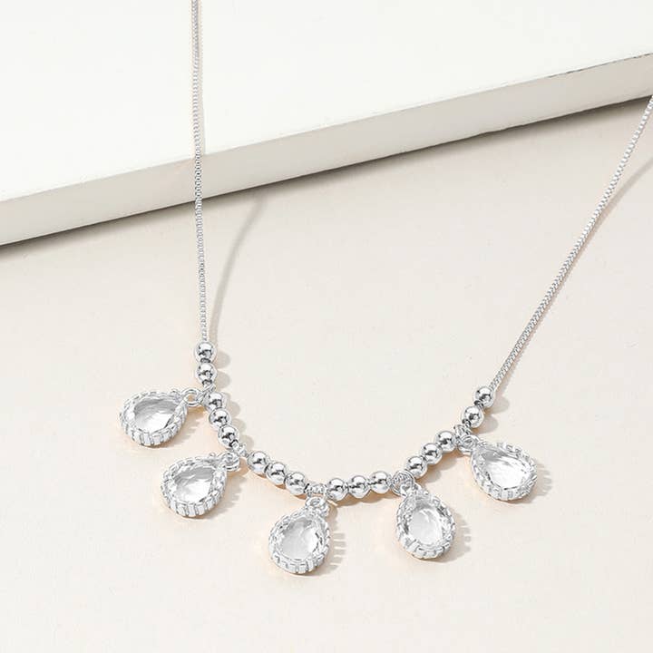 Sensibling Corp. - Wholesale Pendant/Charm Necklace - Teardrop Stone Cluster Charm Beaded Necklace