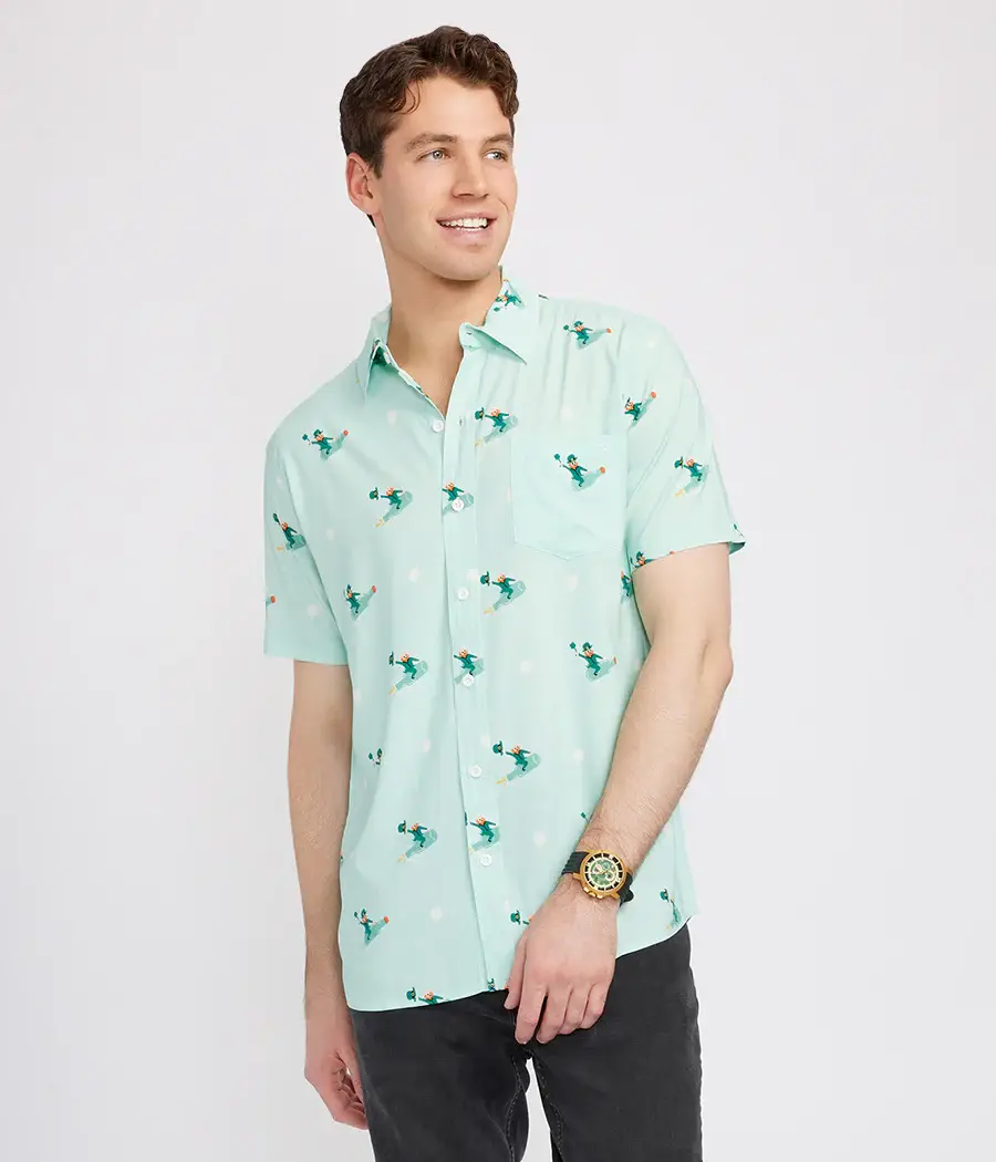Tipsy Elves - Wholesale Button Down Shirt - Men's - Men's Leprechaun Liftoff St. Patrick's Day Button Down Shirt1