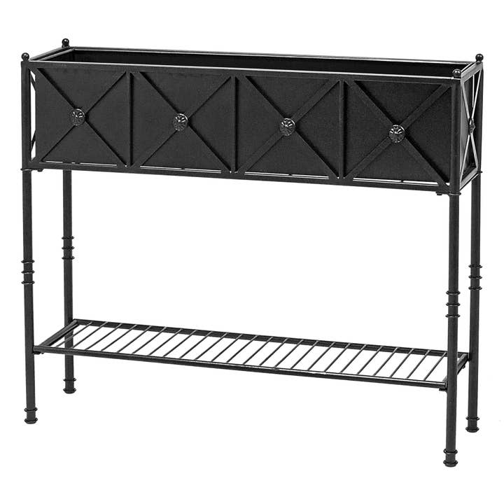 35" Rosette Planter w/ Tin Liner (Black) for wholesale by Deer Park Ironworks