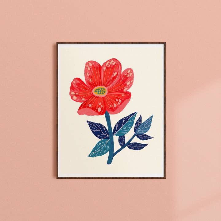 Flor roja - impresión artística para venta al por mayor de Dream Folk Studio