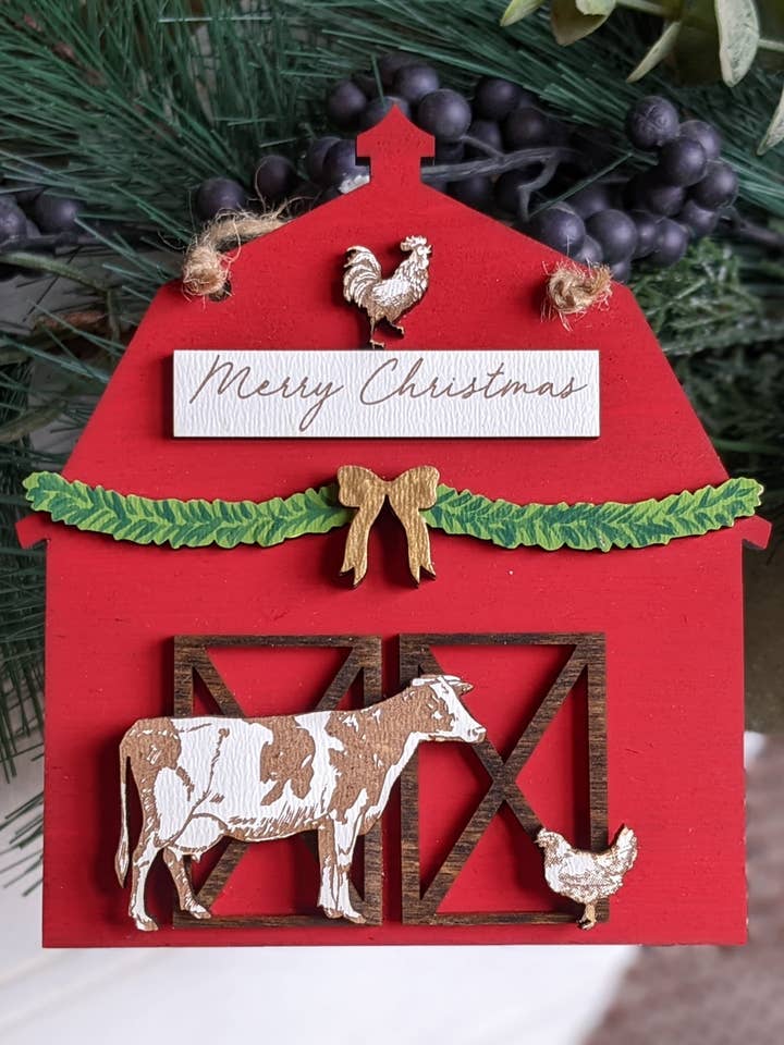 RED BARN ORNAMENT for wholesale by Richer Design Co.