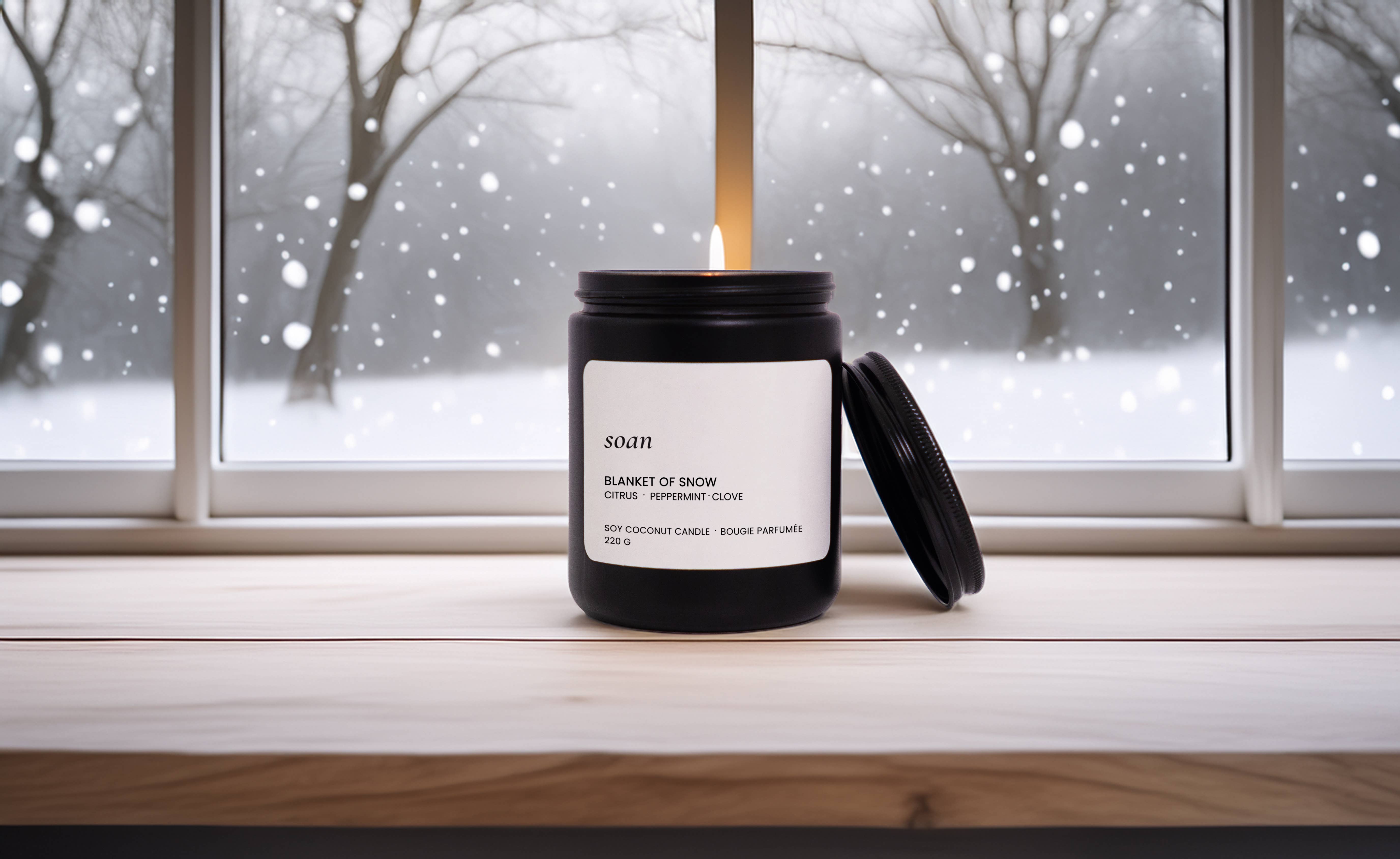 soan - Wholesale Jar/Filled Candle - Soy Candle – Peppermint, Clove & Citrus (Blanket of Snow)4