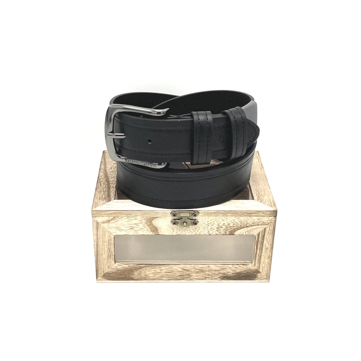 Preto Ideias para Presentes, Cinto de Couro com Caixa de Madeira, N.Gabrielli, art. para venda a revendedores na Faire0