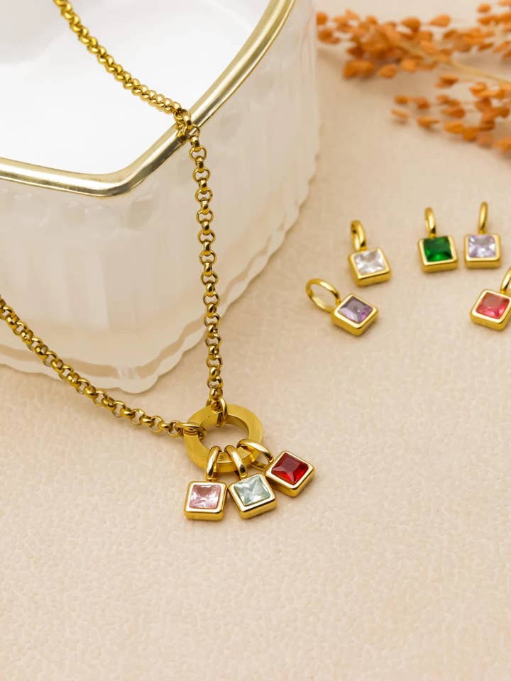 Collar Piedra de Nacimiento – Acero Inoxidable para venta al por mayor de BELINA JEWELS