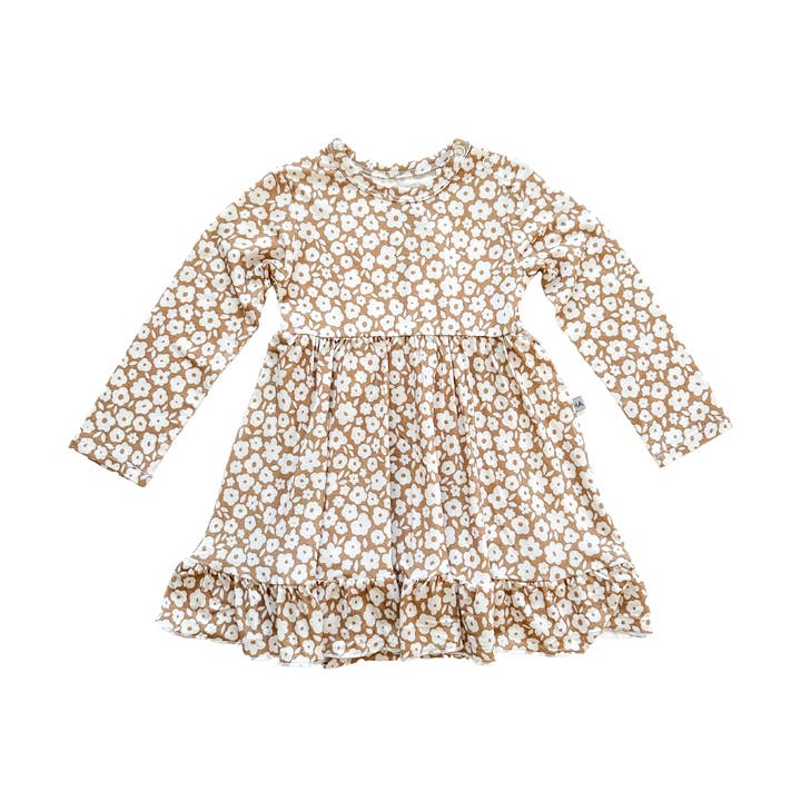 Body con gonna a spirale - Mocha Ditsy Floral per la vendita all'ingrosso da parte di Harp Angel Boutique